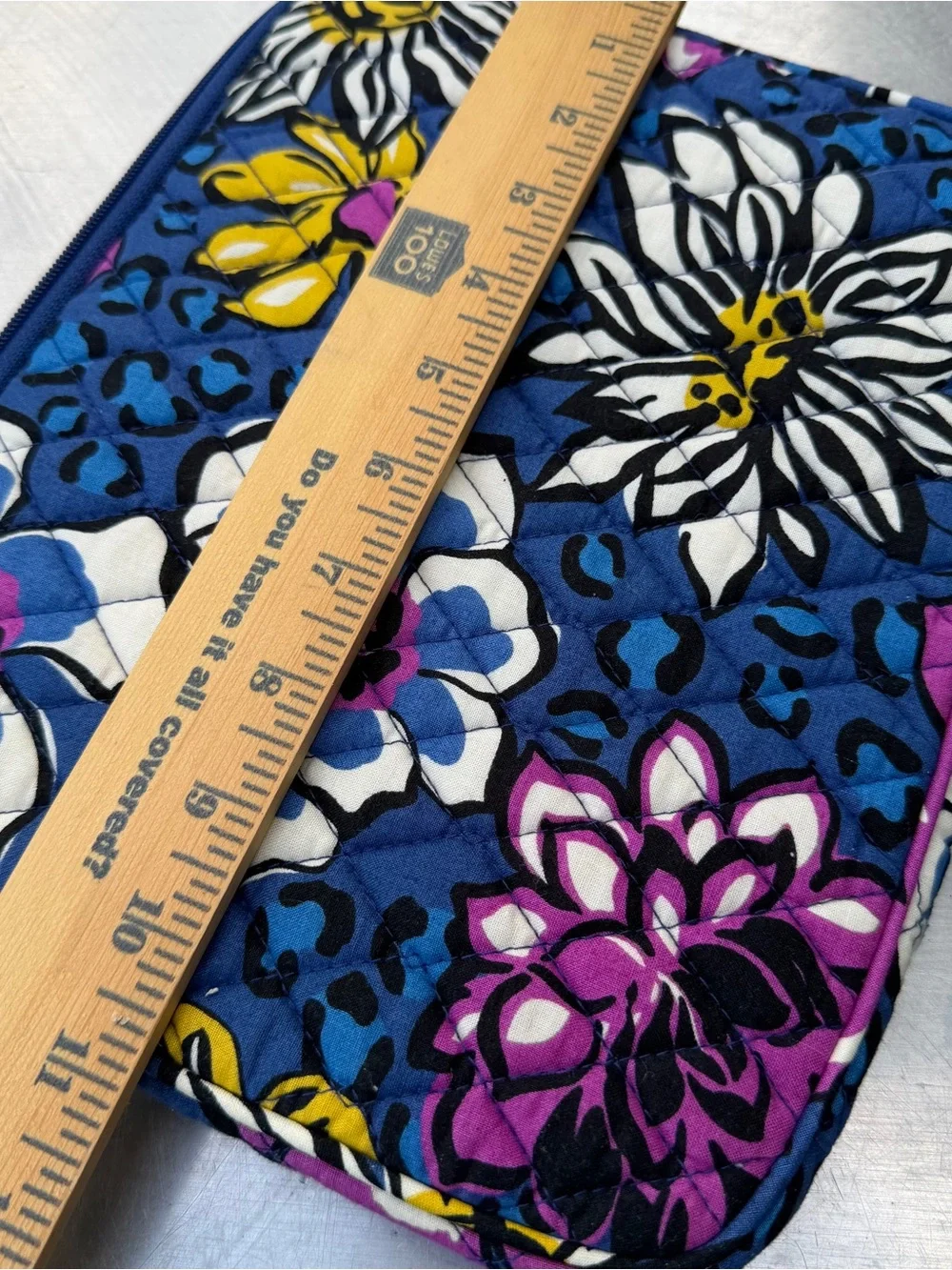 Vera Bradley African Violet Blue Floral Quilted Tablet iPad Sleeve Zip Case